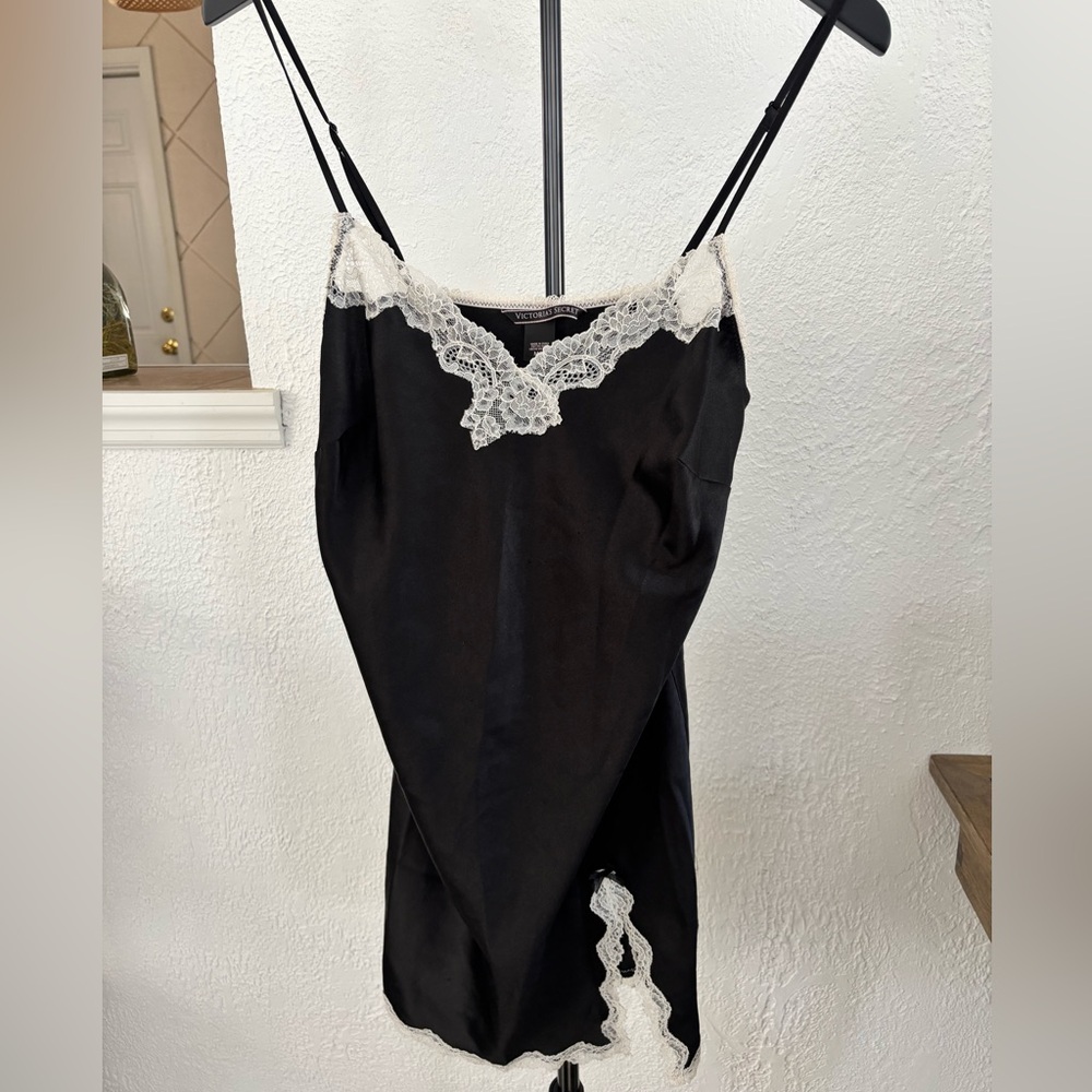 Victoria's Secret Black Slip with Cream Lace